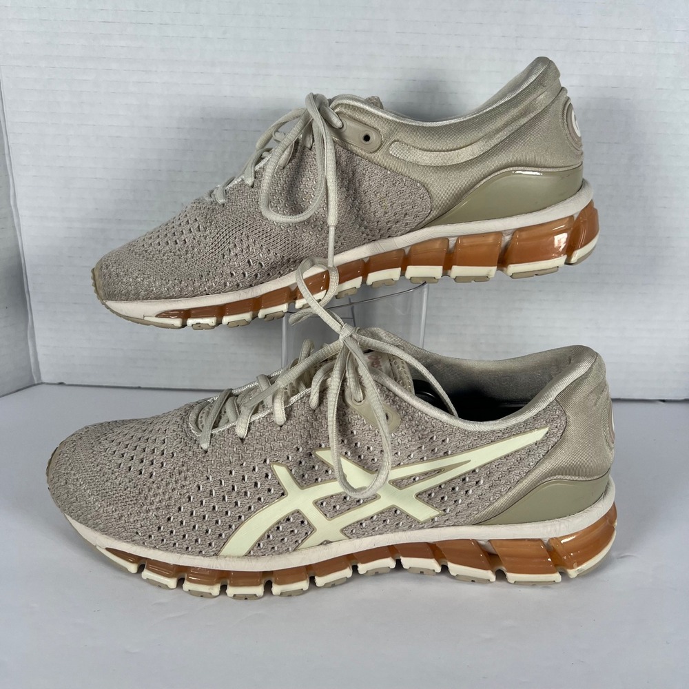 Asics Women's Sneakers in Knit Beige, Cream 8.5